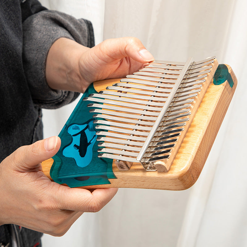 Blue Ocean Kalimba 17 Key Whale Thumb Piano Hand-made Flat Board Piano  Birthday Gift High Quality Musical Instrument